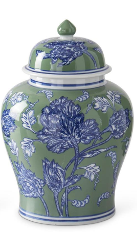Floral Ceramic Vases - Blue, Green & White