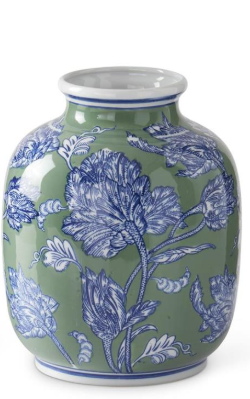 Floral Ceramic Vases - Blue, Green & White