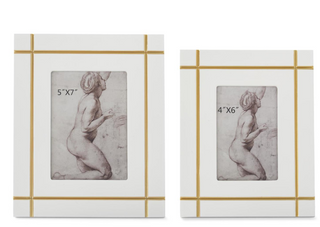 Gold Inlay White Photo Frame