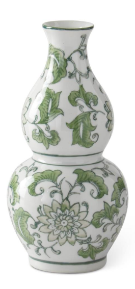 Green and White Ceramic Chinoiserie Vases