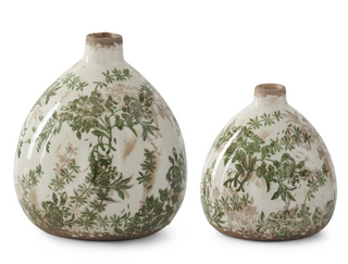 Crackled Ceramic Chinoiserie Vases