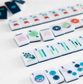 Blue and White House Mahjong Tile Set