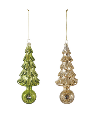 Mercury Glass Tree Ornament with Witch's Eye Base
