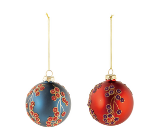 Glass Ball Ornament with Botanicals & Beads