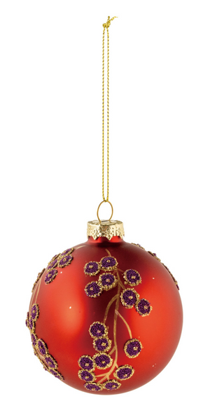 Glass Ball Ornament with Botanicals & Beads