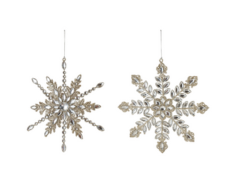 Metal Snowflake Ornament with Acrylic Jewels & Glitter