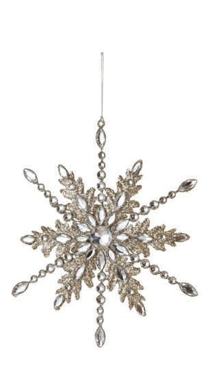 Metal Snowflake Ornament with Acrylic Jewels & Glitter