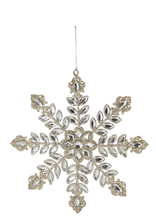 Metal Snowflake Ornament with Acrylic Jewels & Glitter