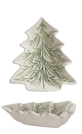 Hand-Painted Ceramic Tree Shaped Dish