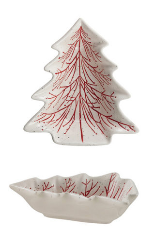 Hand-Painted Ceramic Tree Shaped Dish