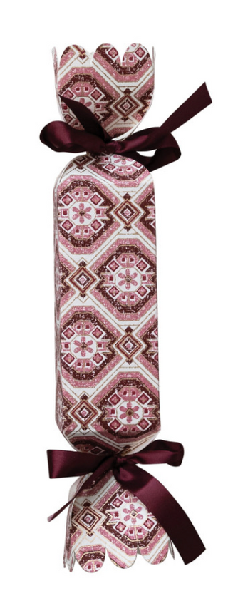 Block Printed Paper Candy Shaped Gift Box with Ribbon Tie