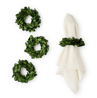 Preserved Boxwood Wreath Napkin Rings - Set of 4