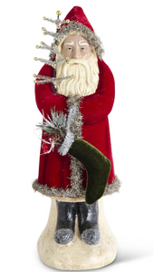 Santa with Coat Holding Tree