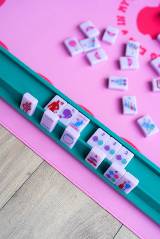 Wood Mahjong Racks & Pushers (Set of 4)