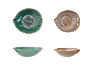 Stoneware Garlic/Ginger Graters with Herb Strippers