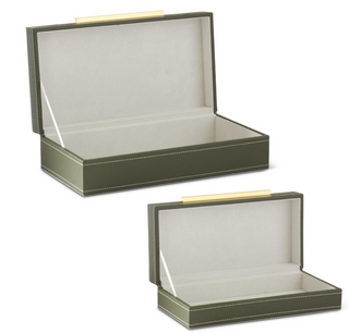 Green Vegan Leather Felt Lined Box