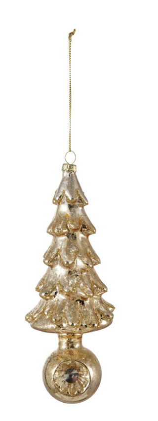 Mercury Glass Tree Ornament with Witch's Eye Base