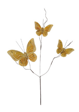 Faux Feather Butterfly Spray with Glitter