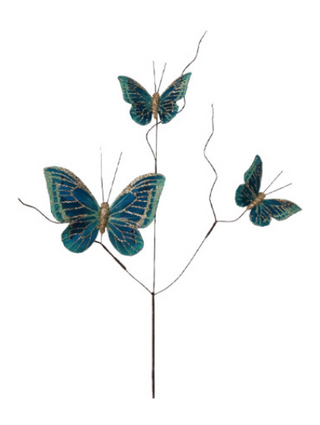 Faux Feather Butterfly Spray with Glitter