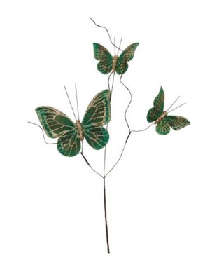 Faux Feather Butterfly Spray with Glitter