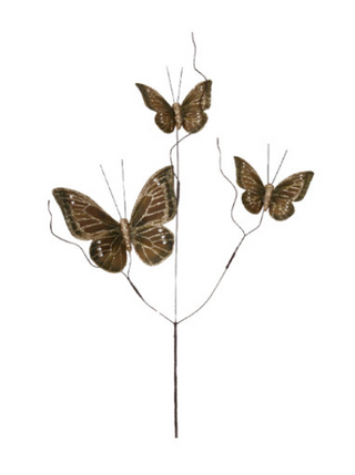 Faux Feather Butterfly Spray with Glitter