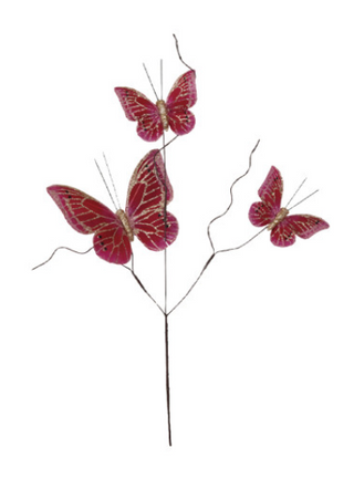 Faux Feather Butterfly Spray with Glitter