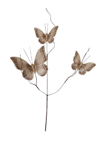 Faux Feather Butterfly Spray with Glitter