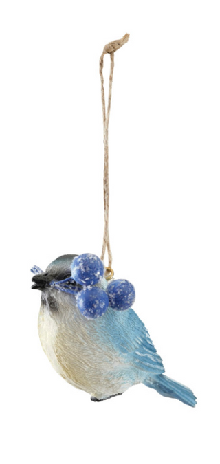 Resin Bird with Berries Ornament