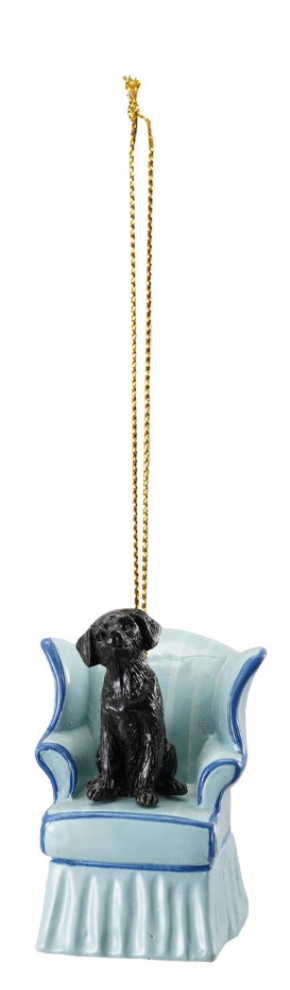 Vintage Reproduction Dog in Chair Ornament
