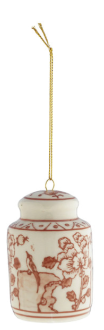 Hand-Painted Stoneware Ginger Jar Ornament