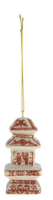 Hand-Painted Stoneware Ginger Jar Ornament