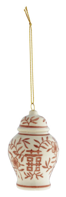Hand-Painted Stoneware Ginger Jar Ornament