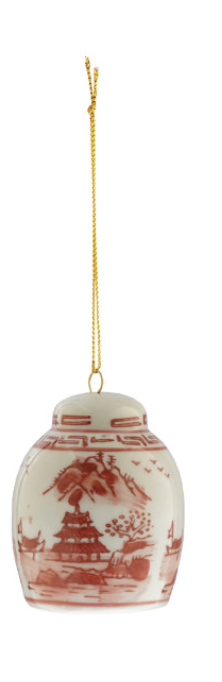 Hand-Painted Stoneware Ginger Jar Ornament