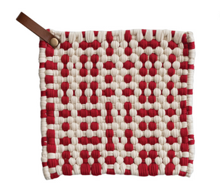 Crocheted Pot Holder with Leather Loop