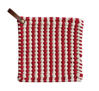 Crocheted Pot Holder with Leather Loop