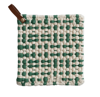 Crocheted Pot Holder with Leather Loop