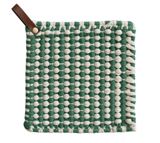 Crocheted Pot Holder with Leather Loop
