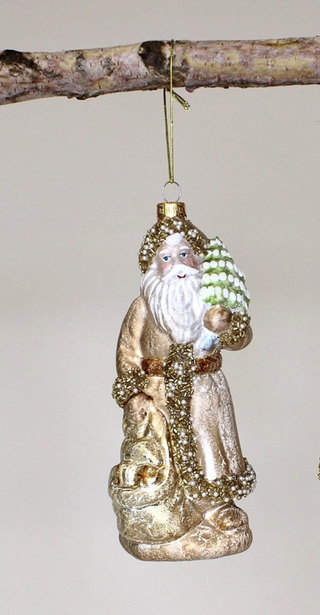 Blown Glass Santa Ornament