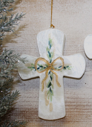 Handmade Capiz Cross Ornament