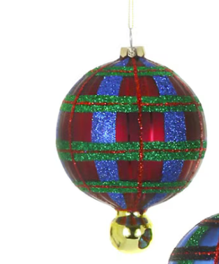 Plaid Droplet Bauble Ornament