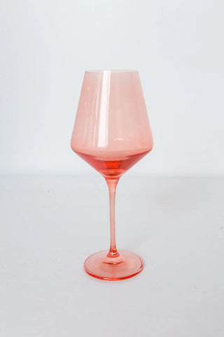 Coral Peach Pink Estelle Stemmed Wine Glass