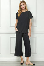 Drop Shoulder Lounge Top and Cropped Pants Set