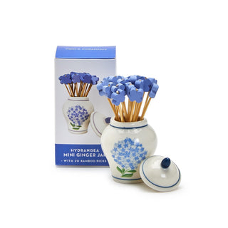 Hydrangea Ginger Jar with 20 Picks in Gift Box by Two's Company