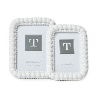 White Double Hobnail Photo Frames, Set of 2 by Two's Company