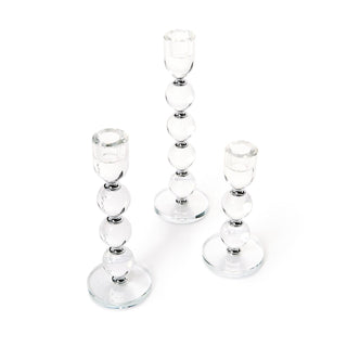 Bobbin Crystal Taper Candleholders, Set of 3 by Two's Company