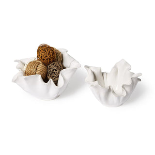 Rolling Rim White Bowls, Set of 2 by Two's Company