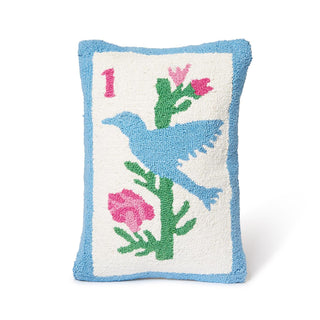 Mahjong Punch Embroidery Bird Accent Pillow, 12x18 by Two's Company