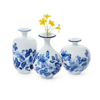 Petite Hand-Painted Chinoiserie Floral Vases, Set of 3 by Two's Company