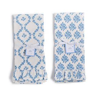 Cottage Blue Ruffled Edge Dish Towels, Set of 2 by Two's Company