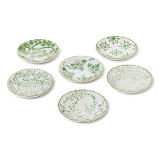 Hand-Painted Green & White Round Tidbit Dishes, Set of 6 by Two's Company